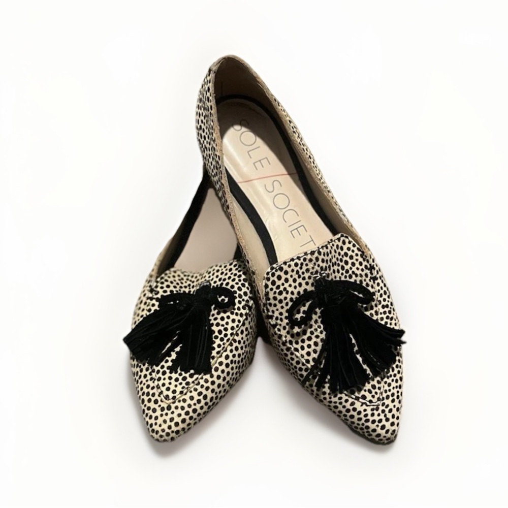 Sole Society Hadlee Dotted Leopard Print Hair Calf Tassel Loafers – Size 5 - Picture 11 of 12